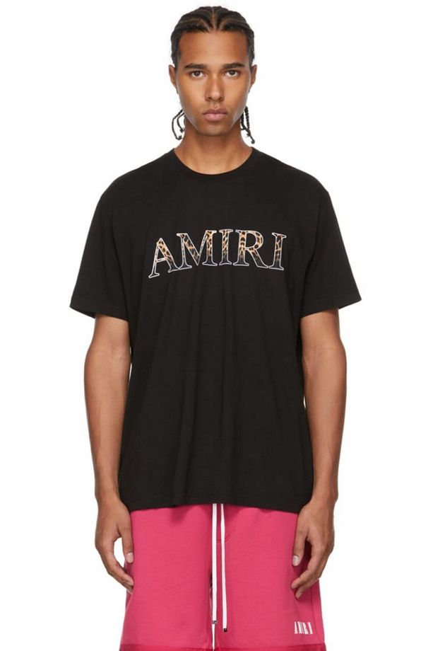 Leopard Print Regular Fit Siyah T-shirt - 1