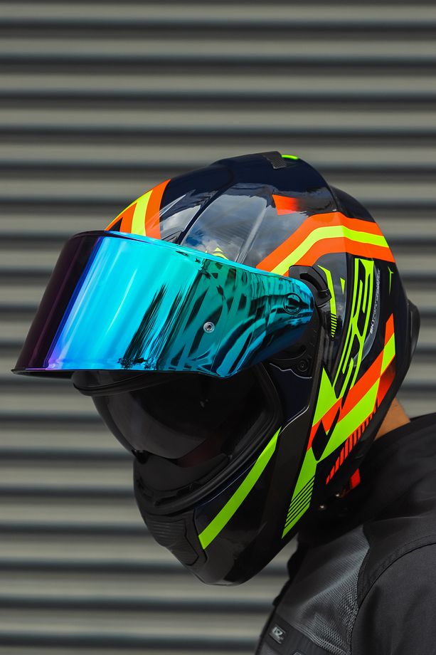 Stream Evo Reflex Mavi Turuncu Kask + Dahili Bluetooth Kulaklık - 8