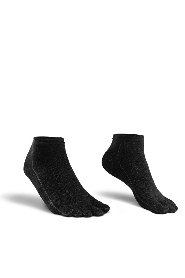 Anti-Fungal Toe Booties Men's Black Silver Socks