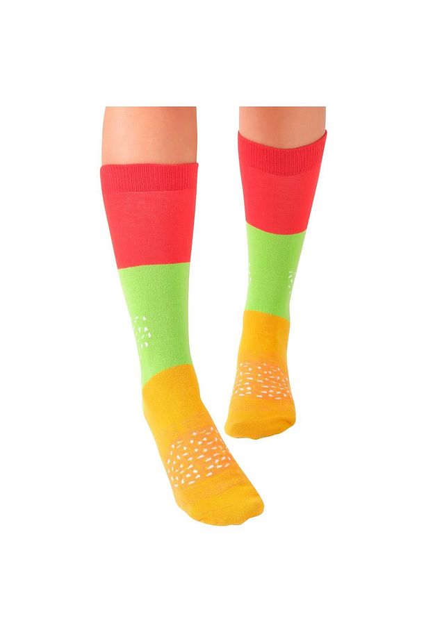 Hediye Hamburger Kutusu Çorap Hamburger Desenli 2 Çift Pamuk Çorap - Burger Socks Box - 5