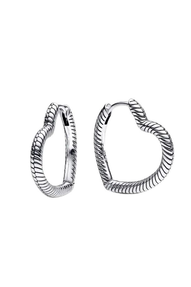 Charm Takılabilir Kalp Küpe Çifti 925 Ayar Gümüş - 1