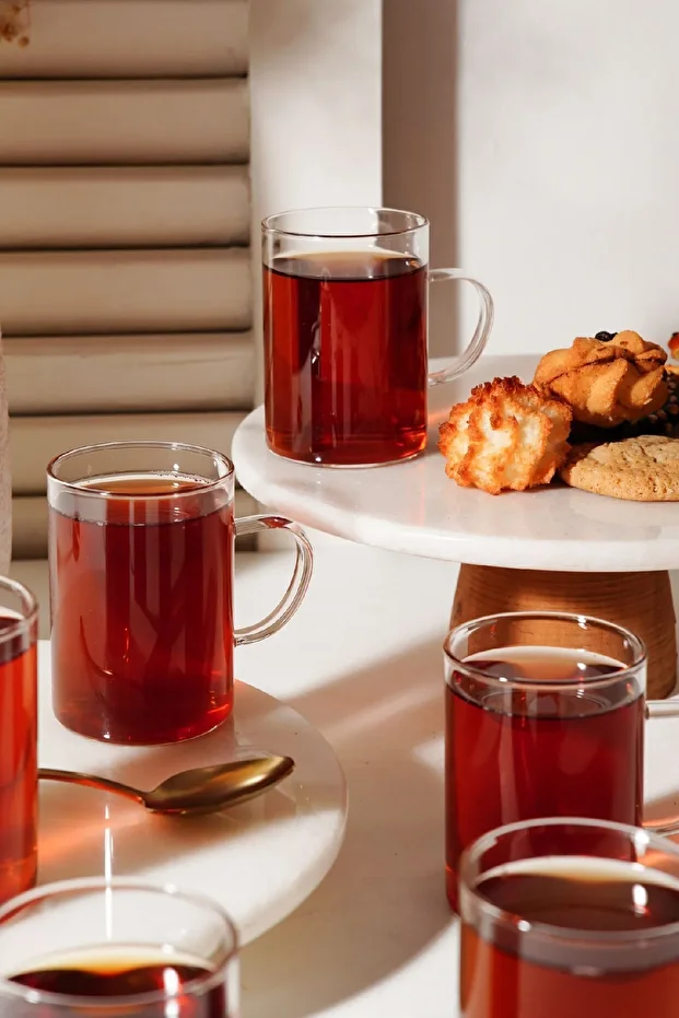 3 Adet Termisil İnce Cam Çay Kahve Kupası Bardak - Çay Bardağı 200ml - 1