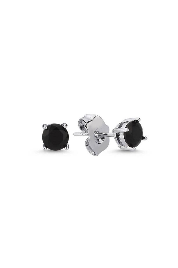 5mm Siyah Tek Taş Küpe - 1