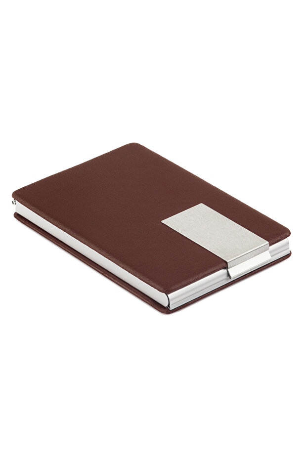 Leather-Lined Metal Business Card Holder ZYN-140 Coffee