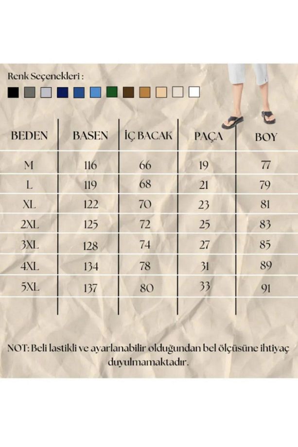 Unisex M-5XL beden %100 Natural Hambezi Keten Kapri - 5