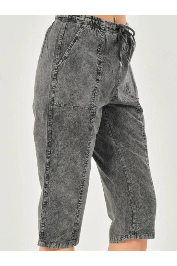 Unisex M-5XL beden %100 Natural Hambezi Keten Kapri - 3