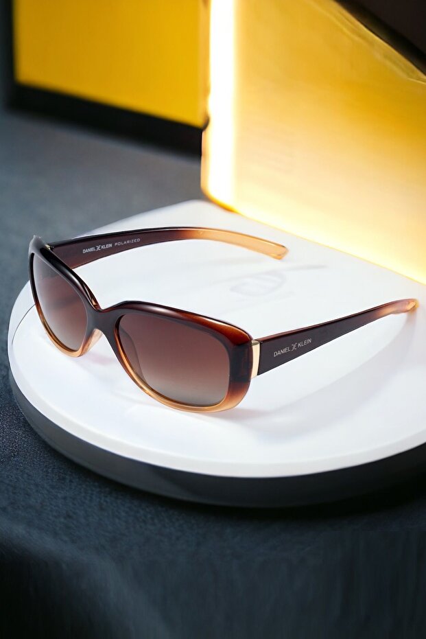 Brown Oval Polarized Glass Women's Sunglasses