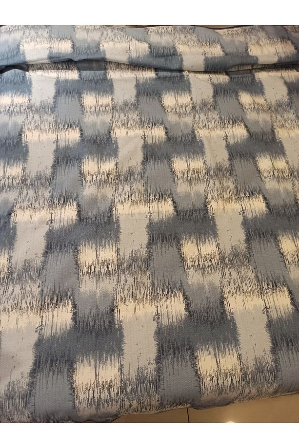 Patchwork Desen Baskılı 150x240 Cm. Tek Kişilik Tek Pike - Mavi - 4