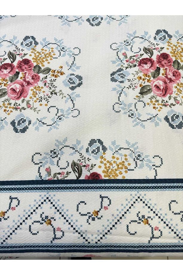 Buket Desen Baskılı 150x240 Cm. Tek Kişilik Tek Pike - Petrol Yeşili - 6
