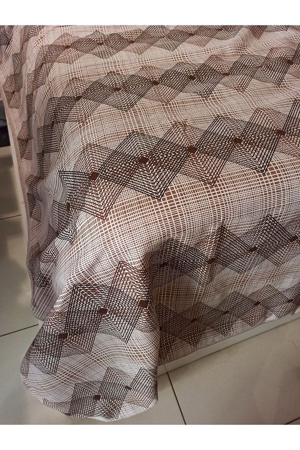 Geometrik Desen Baskılı 150x240 Cm. Tek Kişilik Tek Pike - Kahve - 6