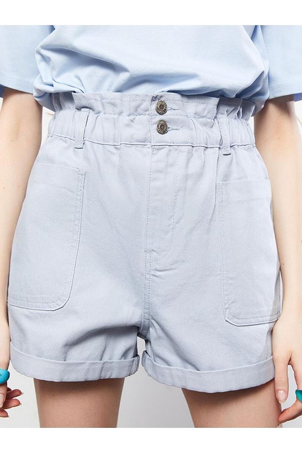 LCW Jeans Yüksek Bel Slouchy Düz Cep Detaylı Kadın Jean Şort - 4