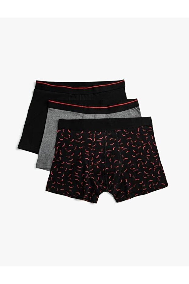 Basıc 3'lü Boxer Seti Biber Baskılı - 4