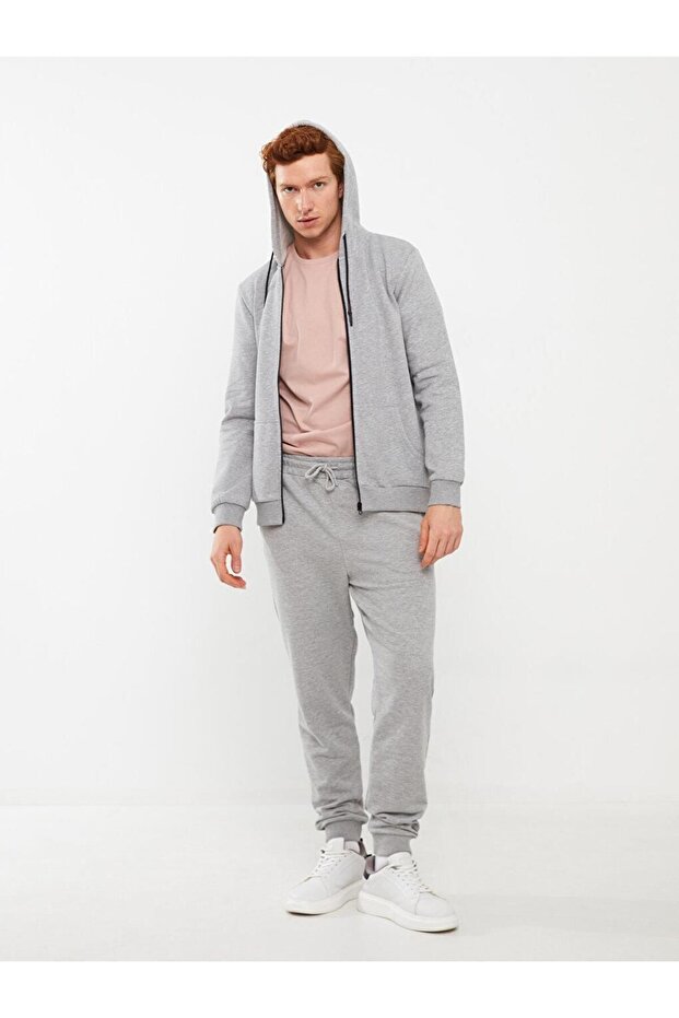 Kapüşonlu Uzun Kollu Erkek Kalın Fermuarlı Sweatshirt (W3) - 3