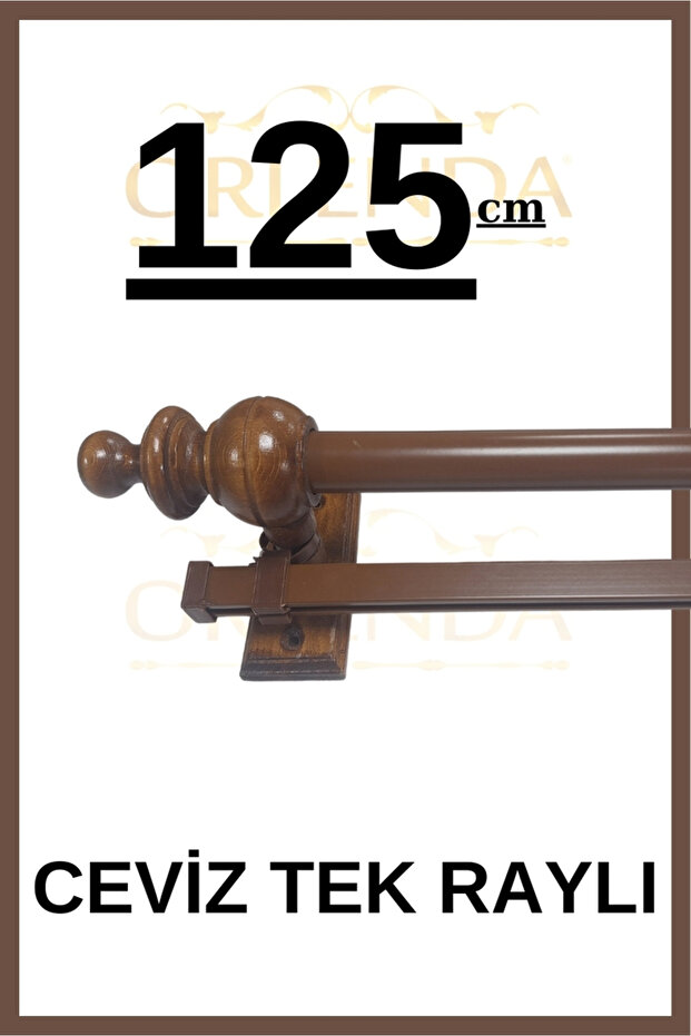 Rustik Perde - Rustik Perde Askısı Tek Raylı - Ahşap Başlıklı Alminyum Boru Rustik Perde Askısı - 1