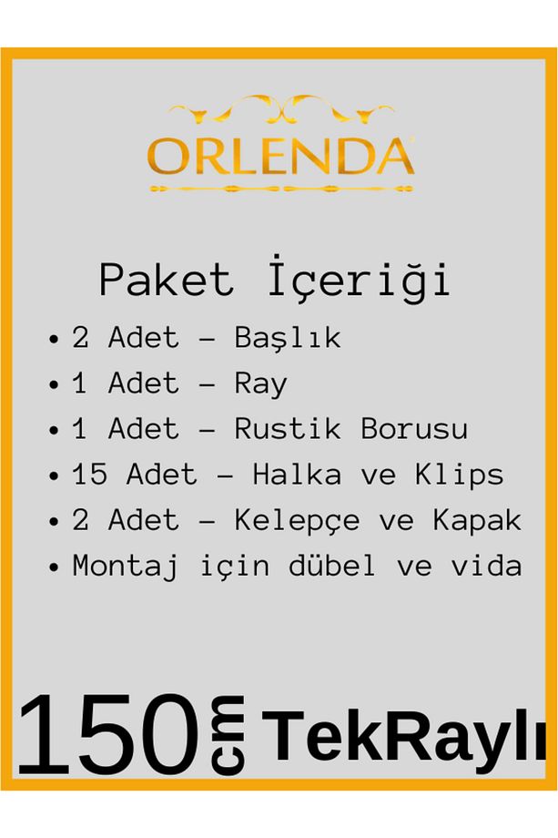 Rustik Perde - Rustik Perde Askısı Tek Raylı - Ahşap Başlıklı Alminyum Boru Rustik Perde Askısı - 2