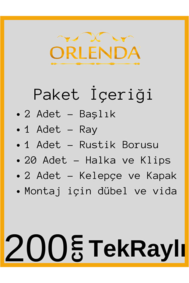 Rustik Perde - Rustik Perde Askısı Tek Raylı - Ahşap Başlıklı Alminyum Boru Rustik Perde Askısı - 2