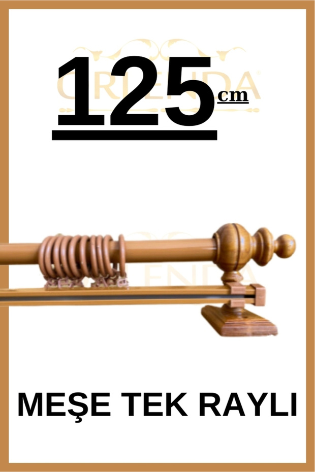 Rustik Perde - Rustik Perde Askısı Tek Raylı - Ahşap Başlıklı Alminyum Boru Rustik Perde Askısı - 1