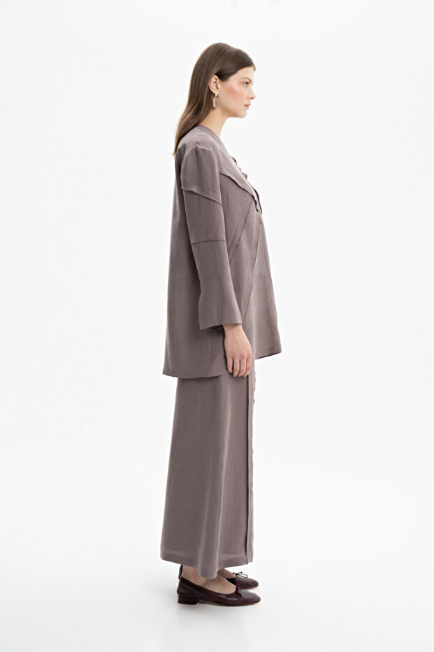 Dikiş Detaylı V Yaka Tunik - 4