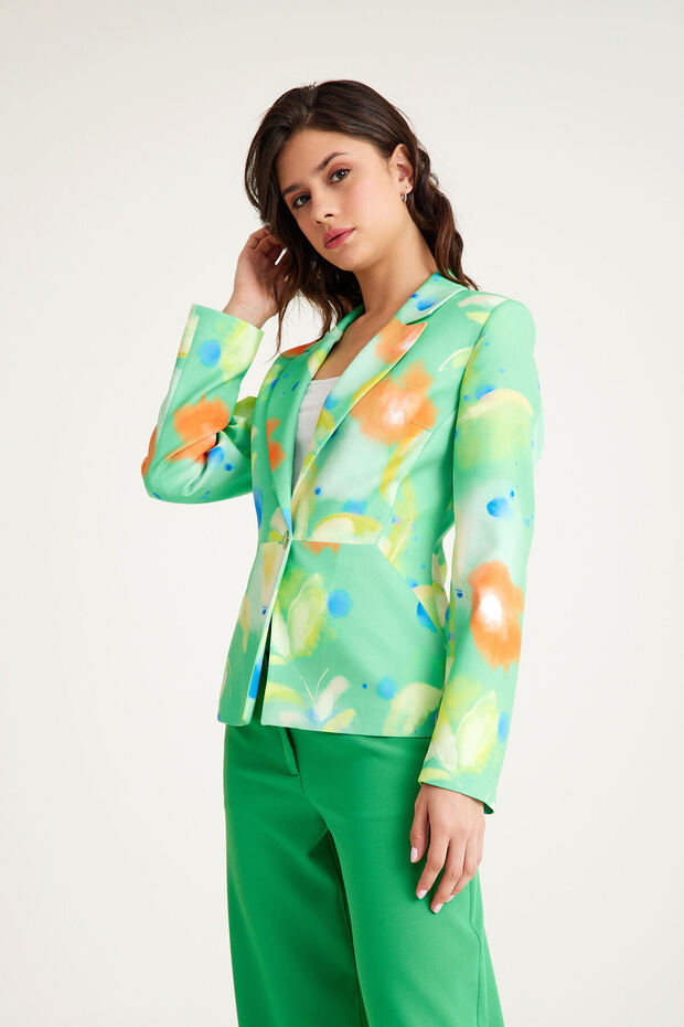 Women's Fit Blazer Jacket - Short Patterned