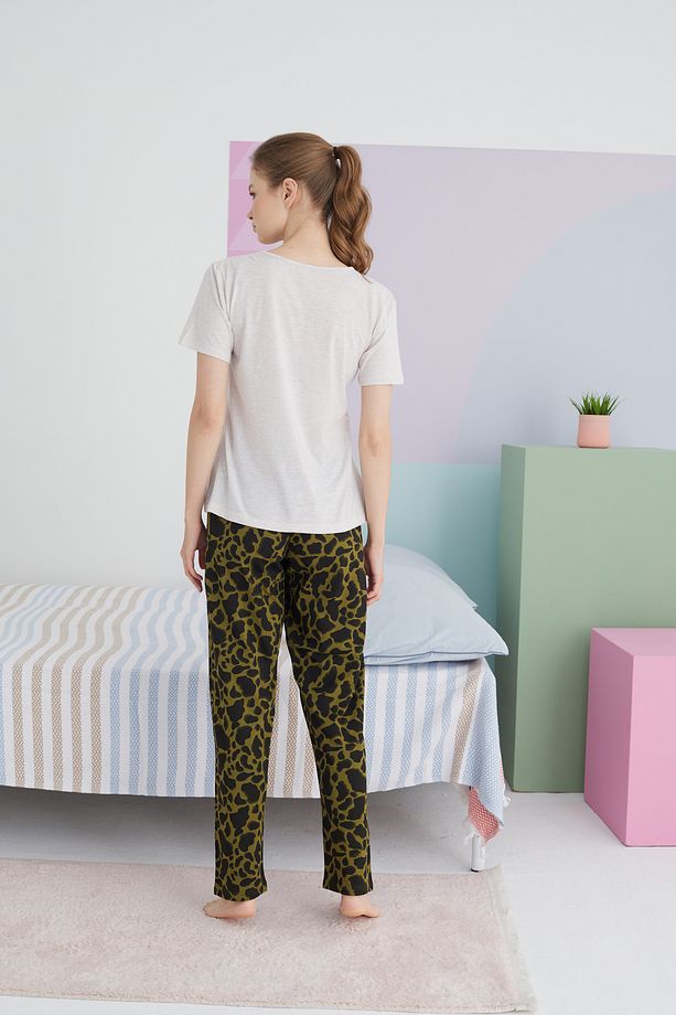 çok renkli Pamuklu Örme Pijama Takım - 3