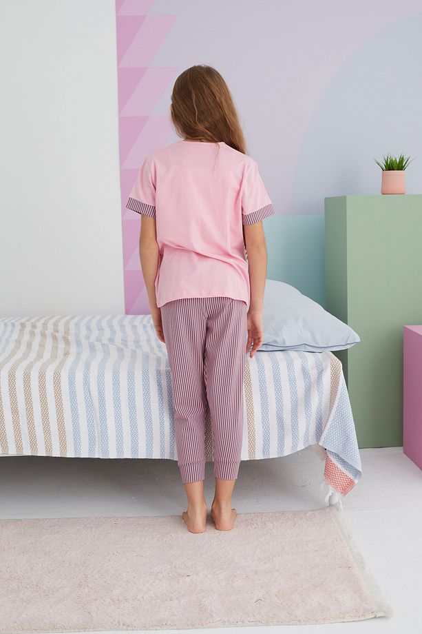 çok renkli Pamuklu Örme Pijama Takım - 5