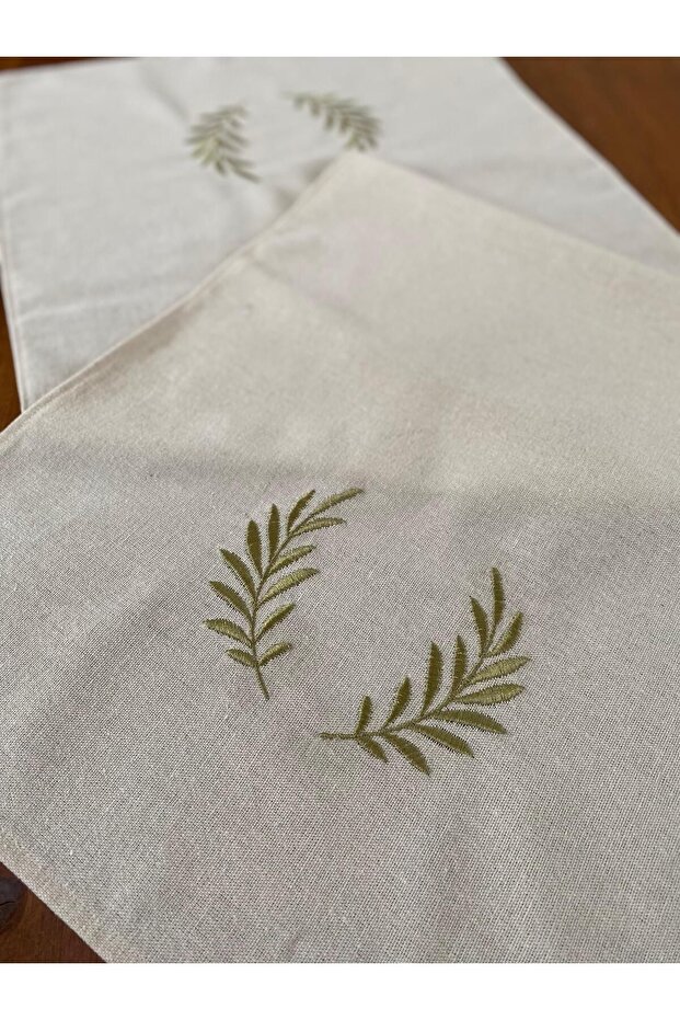 Authentic Embroidered Organic Raw Linen Runner 100% Cotton 40X140 cm