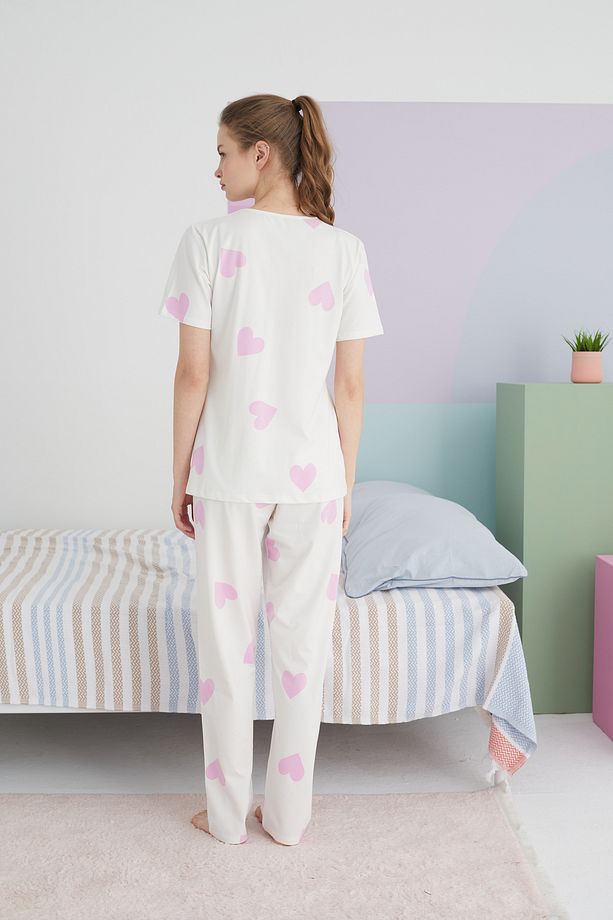 çok renkli Pamuklu Örme Pijama Takım - 4