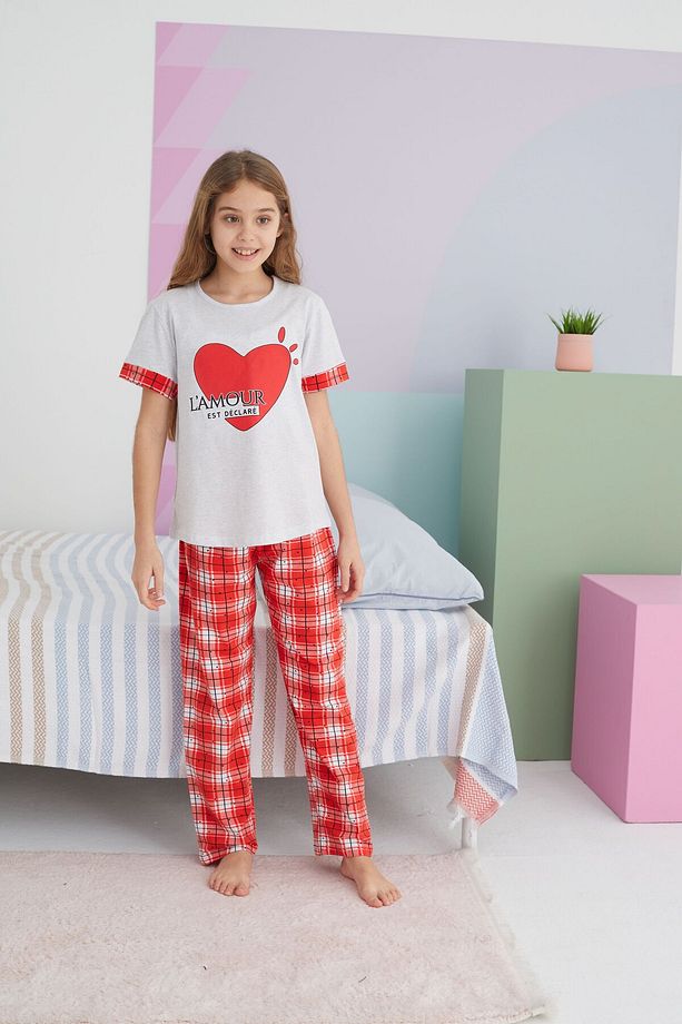 çok renkli Pamuklu Örme Pijama Takım - 3