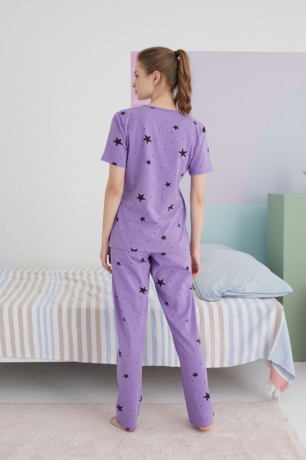çok renkli Pamuklu Örme Pijama Takım - 4