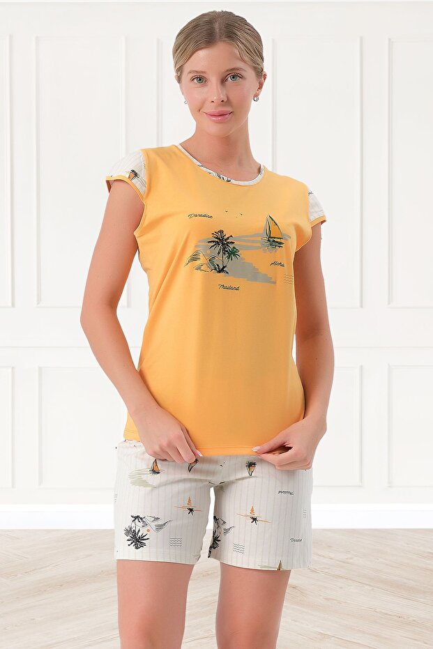 Women's Pajama Set with Sailing Cotton Shorts