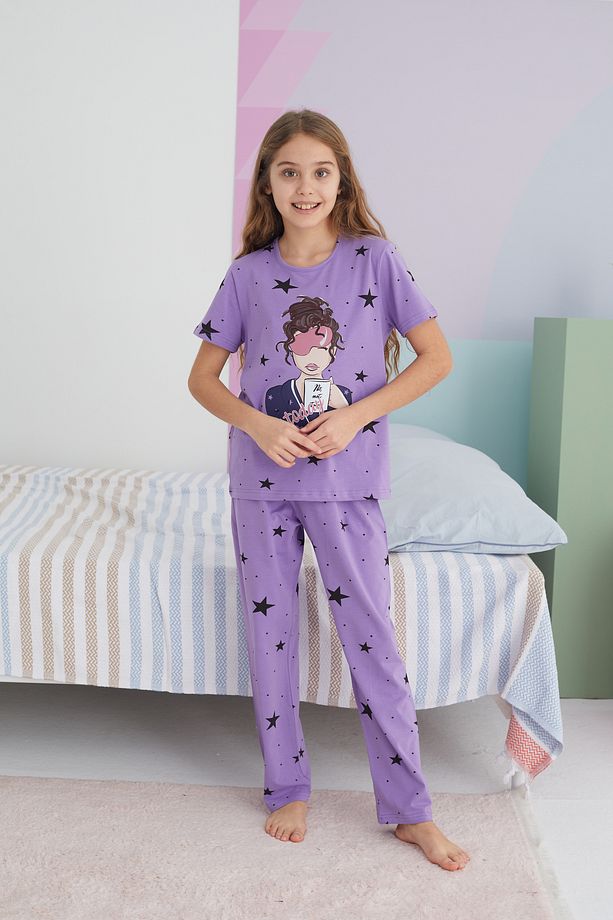 çok renkli Pamuklu Örme Pijama Takım - 3