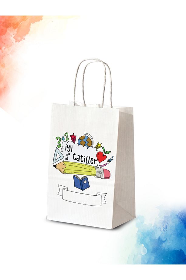 50 Adet Iyi Tatiller Baskılı Hediyelik Kağıt Çanta/poşet 18x8x24 Cm - 2