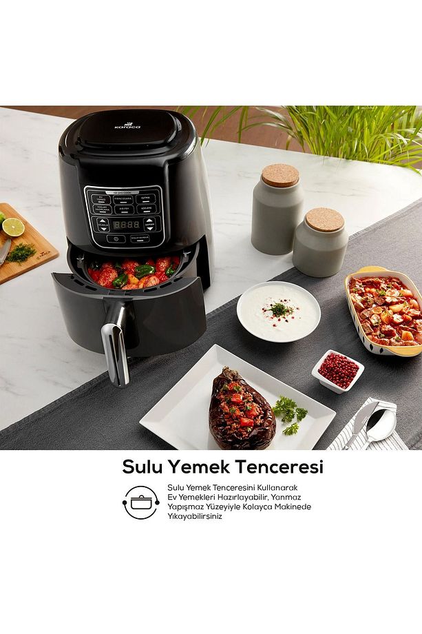 Akıllı Sensörler 4 Güvenlik Sistemli Ev Yemeği, Közleme, Fırın/Izgara XL 4L Airfryer 1550w - 6