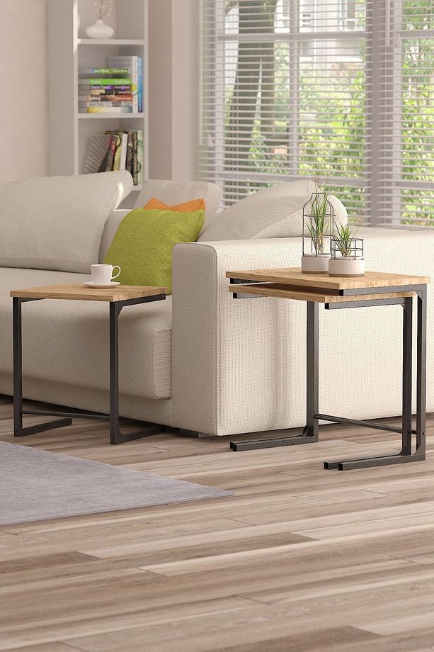 3lü Zigon Sehpa Metal Zigon Sehpa C Sehpa - 2