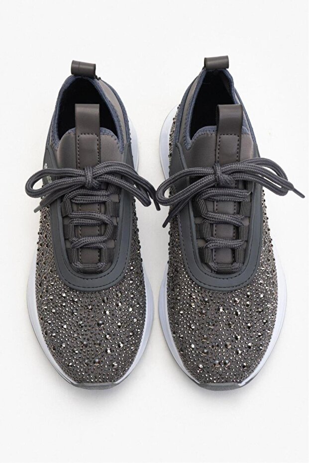 Kadın Kristal Taş Detaylı Yüksek Tabanlı Yürüyüş Ayakkabısı - 7