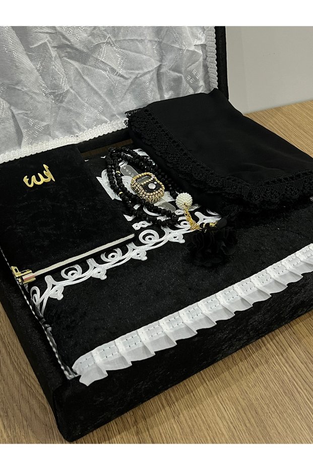 6 Piece Velvet Prayer Mat Set with Dowry Bundle Chest Bride and Groom Set