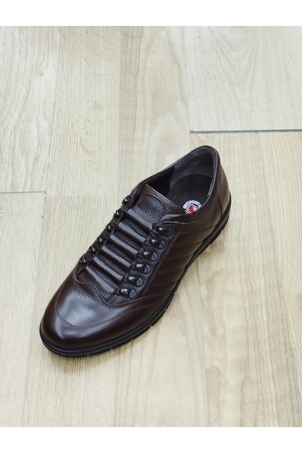Men's Sporty Shoes Winter Genuine Leather Rubber Sole Tied Brown Color