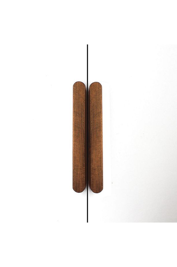 6 Adet Curved Ahşap Kulp 19,2 Cm (192 MM) Çekmece Kulpu Modern Dolap Kolu Mobilya Kulp Ceviz - 2