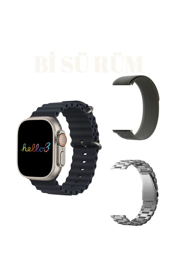 Watch Hello 3 Plus Akıllı Saat Ultra Amoled 4gb Galeri Ses Kaydetme 3 Kordon Ios Ve Android Uyumlu - 1