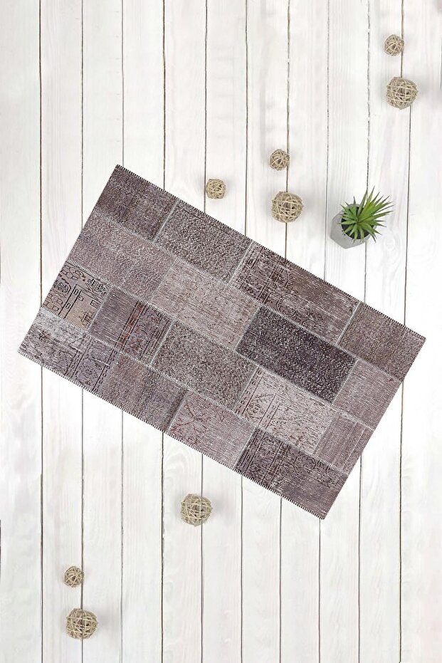 سجادة باب مزخرفة متعددة الأغراض بنمط رمادي مرقع - 1