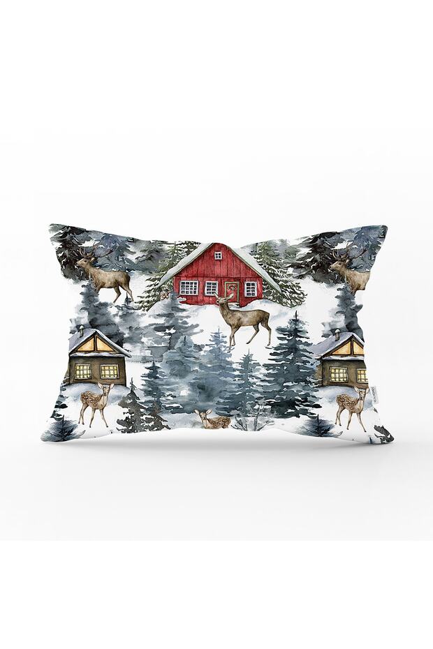 Vineyard House Designed Winter Themed Digital Printed Decorative Rectangular Throw Pillow Cover