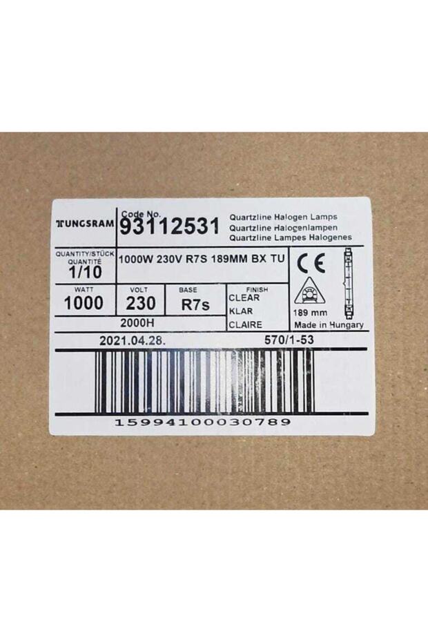 Ampül Halogen 1000 W R7s Duylu (1 Adet ) - 2