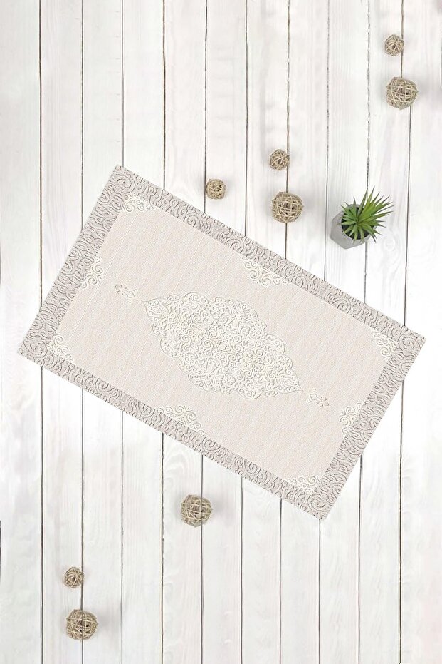 سجادة باب مزخرفة متعددة الأغراض باللون البيج بنمط كلاسيكي - 1