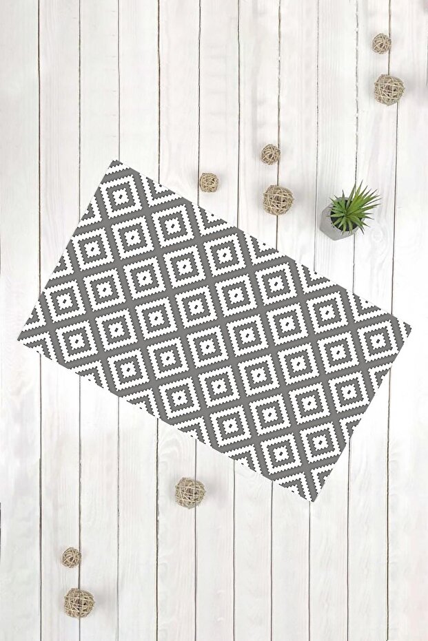 Serrated Pattern Gray White Multi-Purpose Decorative Door Mat - 1
