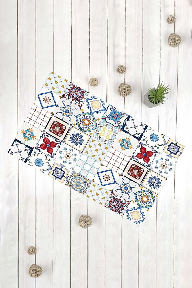 سجادة باب أمامية مزخرفة متعددة الأغراض بنمط مربع صغير - 1