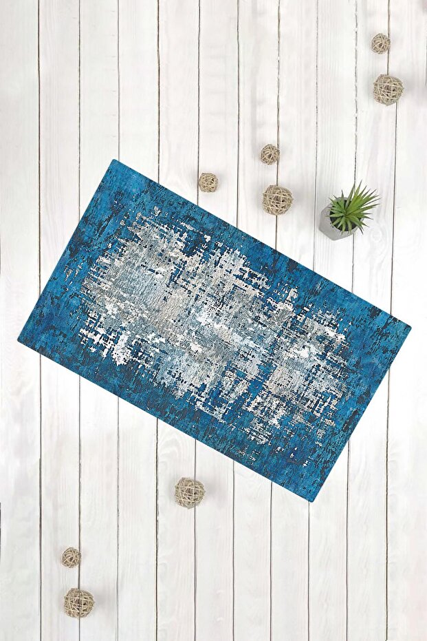 سجادة باب مزخرفة متعددة الأغراض بنمط حديث باللون الأزرق - 1