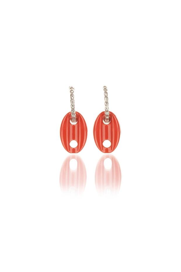 Bright Red Color Antiallergic Sailor Knot Earrings