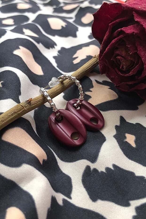 Matte Burgundy Color Antiallergic Sailor Knot Earrings