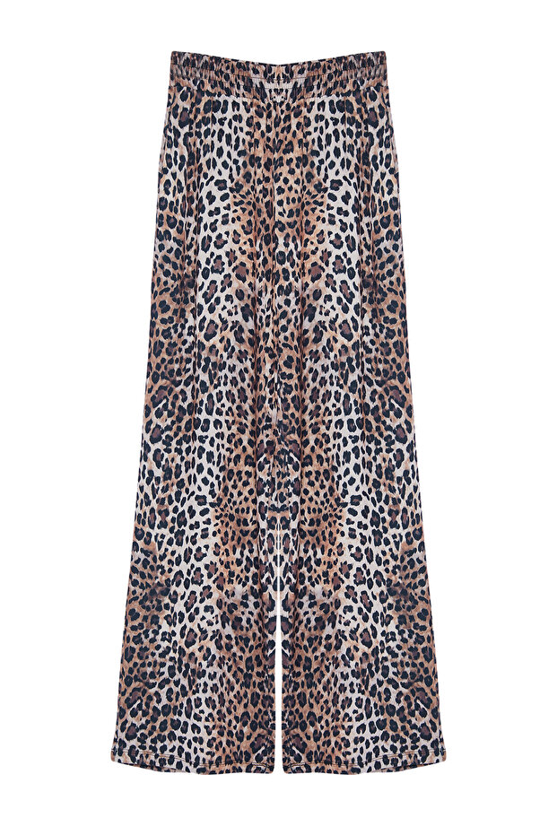 Leopar Baskılı Wide Leg/Rahat Kesim Yüksek Bel Esnek Pantolon TWOSS23PL00129 - 8