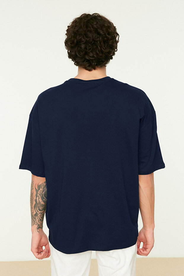Lacivert Kısa Kol Baskılı T-Shirt TMNSS21TS1217 - 2